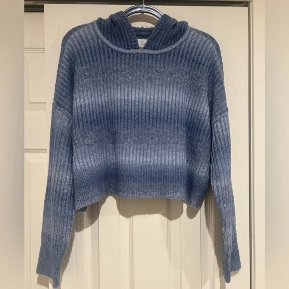Serie offline Blue striped ombré Hooded Women's Sweater size medium - Picture 2 of 5